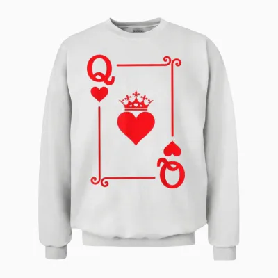 Queen Hearts Card Costume - Playing Cards - Queen of Hearts Unisex Sweatshirt - White