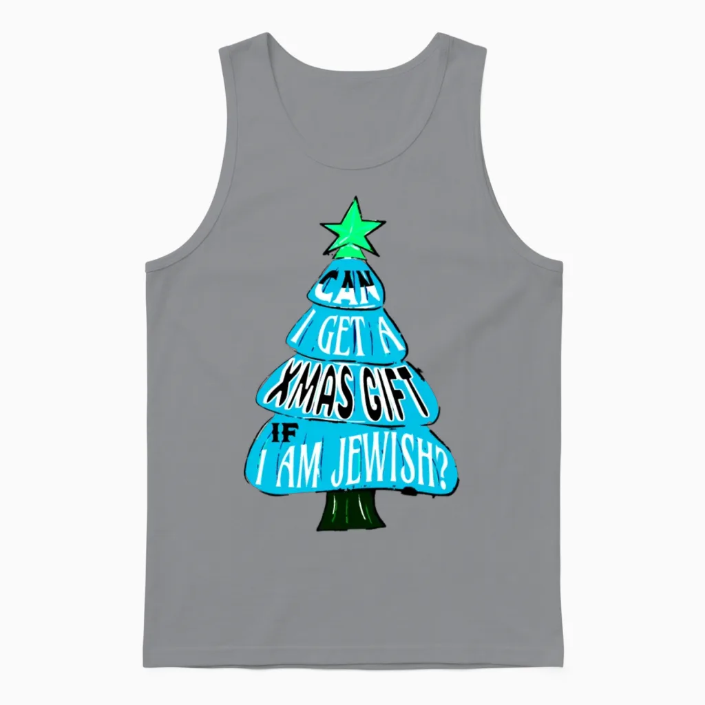 Jewish on Christmas Funny Unisex Tank Top in Sport Grey