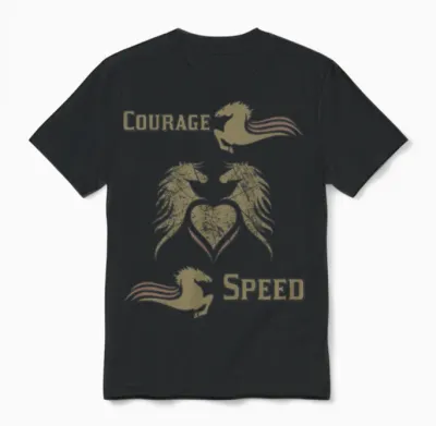 Horse Courage and Speed Unisex T-Shirt - Black
