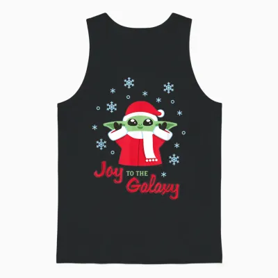 Star Wars the Mandalorian Grogu Joy to the Galaxy Holiday Unisex Tank Top - Black
