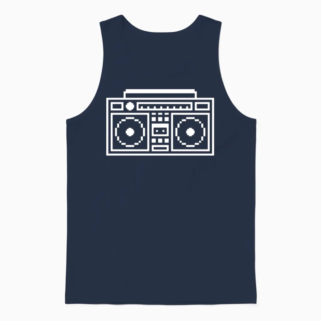 Retro Ghettoblaster Boombox Unisex Tank Top in Navy