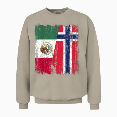 Mexico Norway Half Flag Mexican Norwegian Ancestry Unisex Sweatshirt - Sand