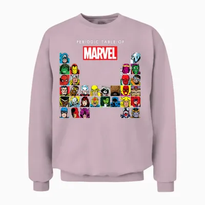 Marvel Periodic Table of Heroes & Villains Retro Unisex Sweatshirt - Light Pink