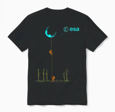 Esa Astronauten Seilklettern Zum Mond Unisex T-Shirt - Black