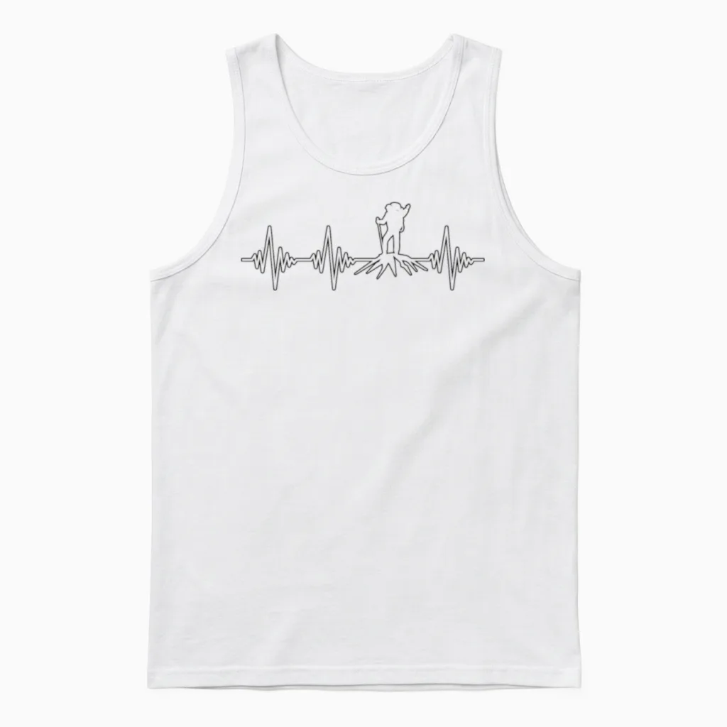 Hiking Heartbeat & Outdoors Gift Unisex Tank Top in White