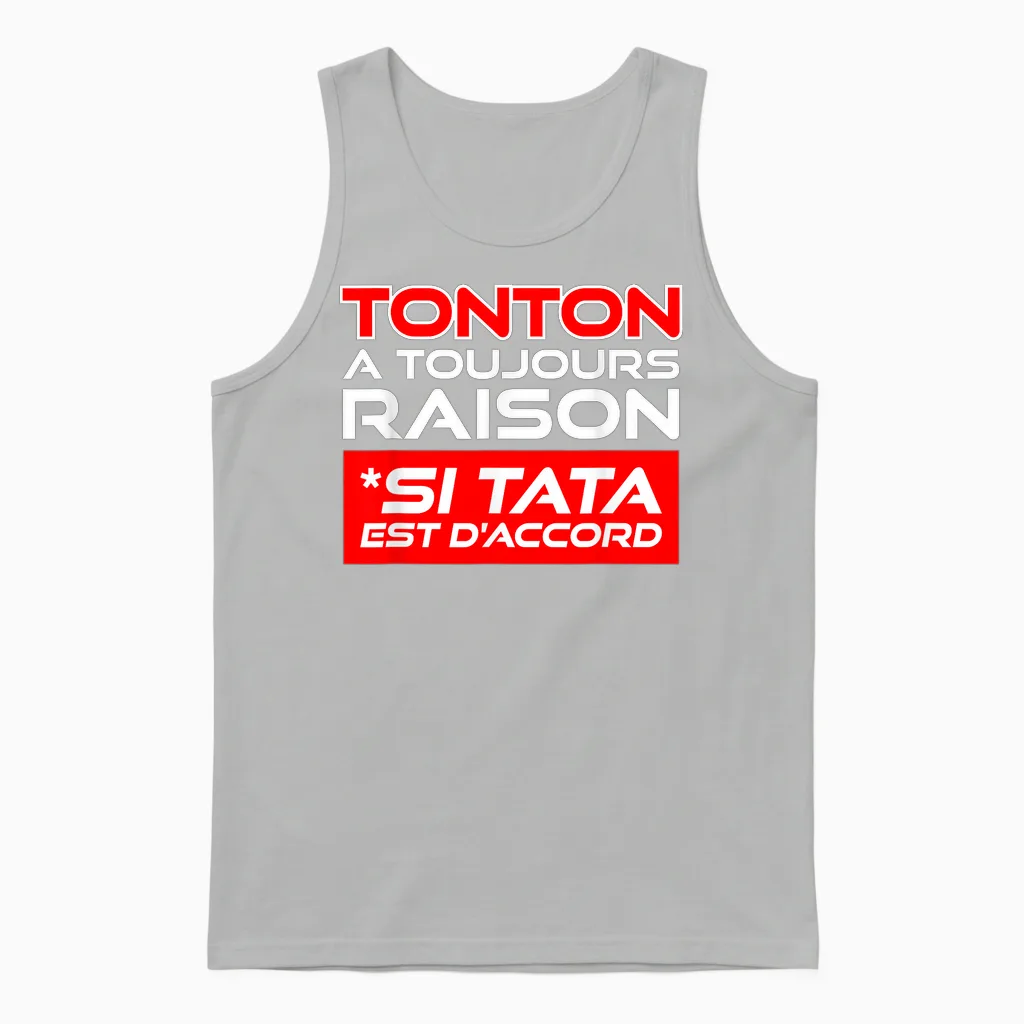 Gift Tonton Tata Humour Birthday Christmas Uncle Aunt Unisex Tank Top in Ash