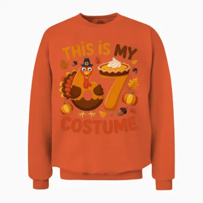 This Is My Thanksgiving 67 Costume Funny Turkey Pi Unisex Sweatshirt - Orange