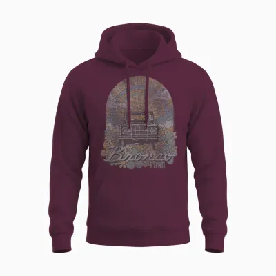 Ford - Bronco a Rare Breed Retro Flowers and Sun Unisex Hoodie - Maroon
