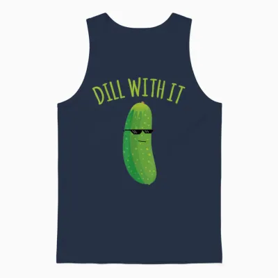 Dill with It Funny Pickle Unisex Tank Top - Navy