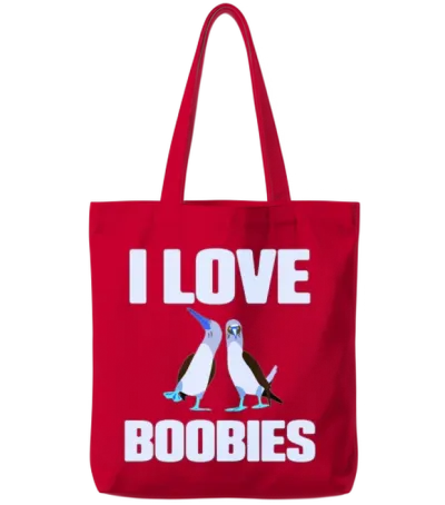 I Love Boobies Funny Blue Footed Boobies Bird Tote Bags - Red