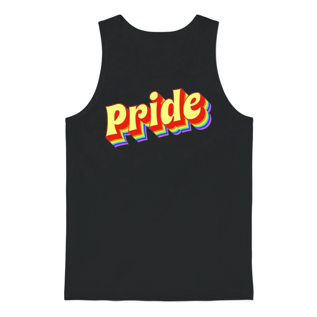 Retro Stacked Pride Unisex Tank Top - Black
