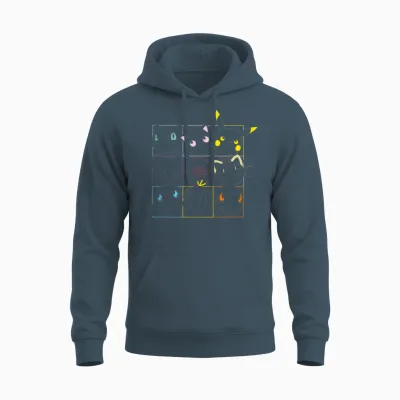 Pokemon Adult Unisex Black Grid Unisex Hoodie - Dark Heather
