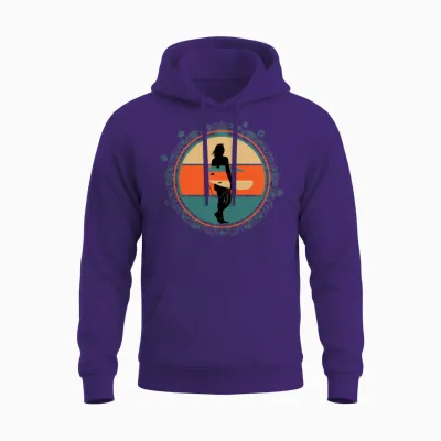 Vintage Female Surfer Gift Unisex Hoodie - Purple