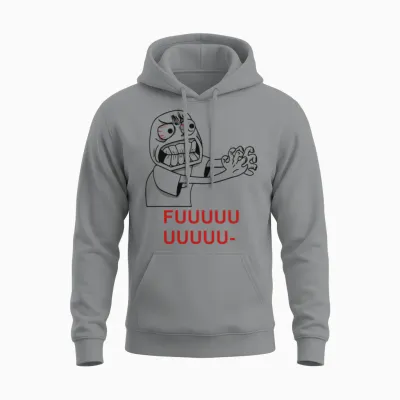 Rage Guy Angry Fuu Fuuu Fuuuu Rage Face Meme Tees Unisex Hoodie - Sport Grey