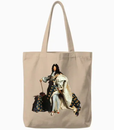 Louis Xiv, Louis 14, French King Royalist Fleur De Lys T-Shirt, Black, S Tote Bags - Natural