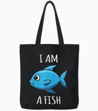 Fish Costume Sea Animal Blue Fish Carnival Fancy Dress T-Shirt, Black, S Tote Bags - Black