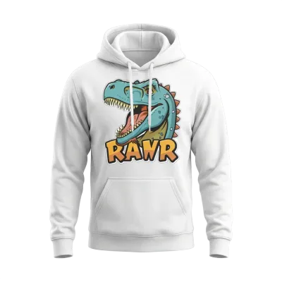 Dino Rawr Unisex Hoodie - White