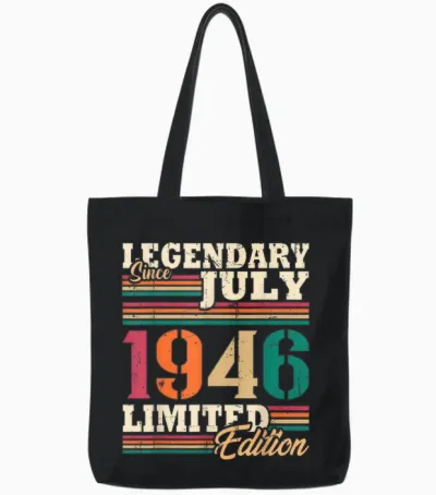 Vintage Juillet 1946 Cadeau Anniversaire 80 Ans Hommes Tote Bags - Black