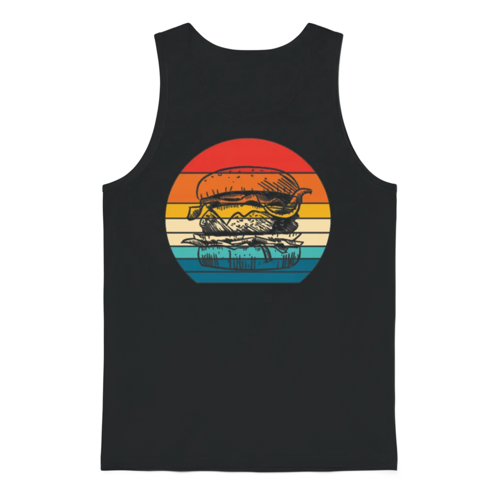 Burger Retro Vintage Unisex Tank Top - Black