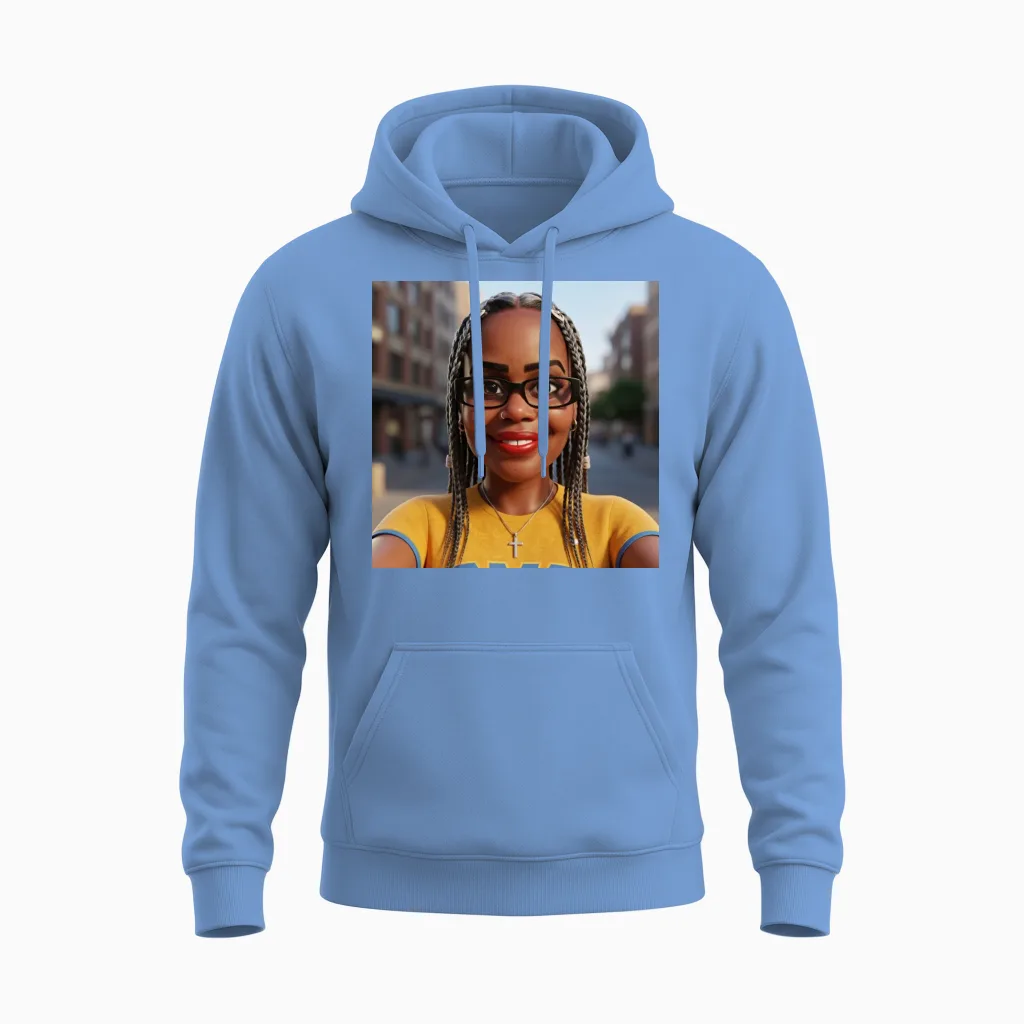 Urban Chic Braids Glasses Unisex Hoodie in Carolina Blue