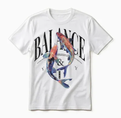 Y2k Vintage Graffiti Nishikigoi Fisch Backprint Koi Karpfen Unisex T-Shirt - White