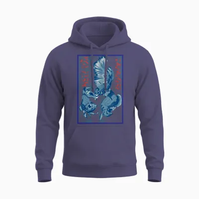 Japanese Koi Fish Unisex Hoodie - Heather Sport Dark Navy