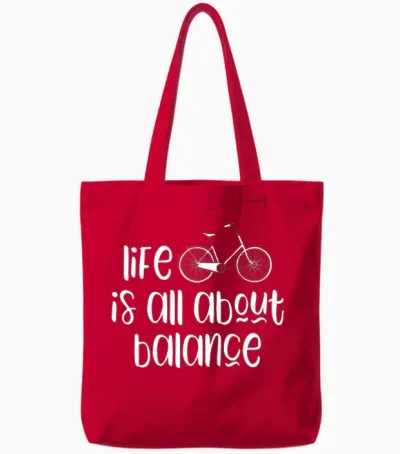Funny Bicycle Slogan Tote Bags - Red