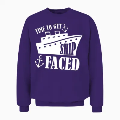 Time to Get Ship Faced Shirt - Funny Cruise Shirts Unisex Sweatshirt - Purple