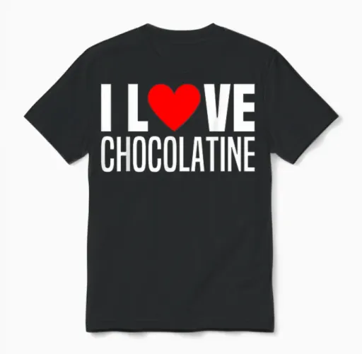 I Love You Chocolatine Red Heart Chocolate Bread Love Unisex T-Shirt in Black