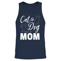 Cat & Dog Mom - Dog Cat Mama Dog Mama Dog Lover Unisex Tank Top - Navy – 2
