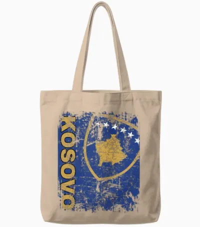 Kosovo Flag - Kosovar Roots - Vintage Look Tote Bags - Natural