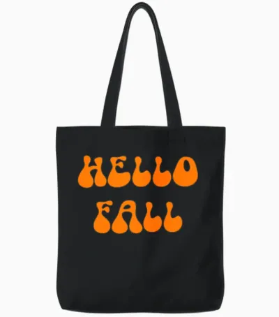 Hello Fall Text Tote Bags - Black