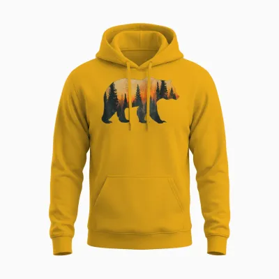 Forests, Tundra Grizzly Bear Unisex Hoodie - Gold