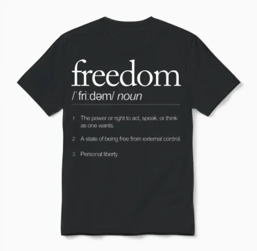 Freedom Definitely Speaking Acting Thinking Unisex T-Shirt in Black