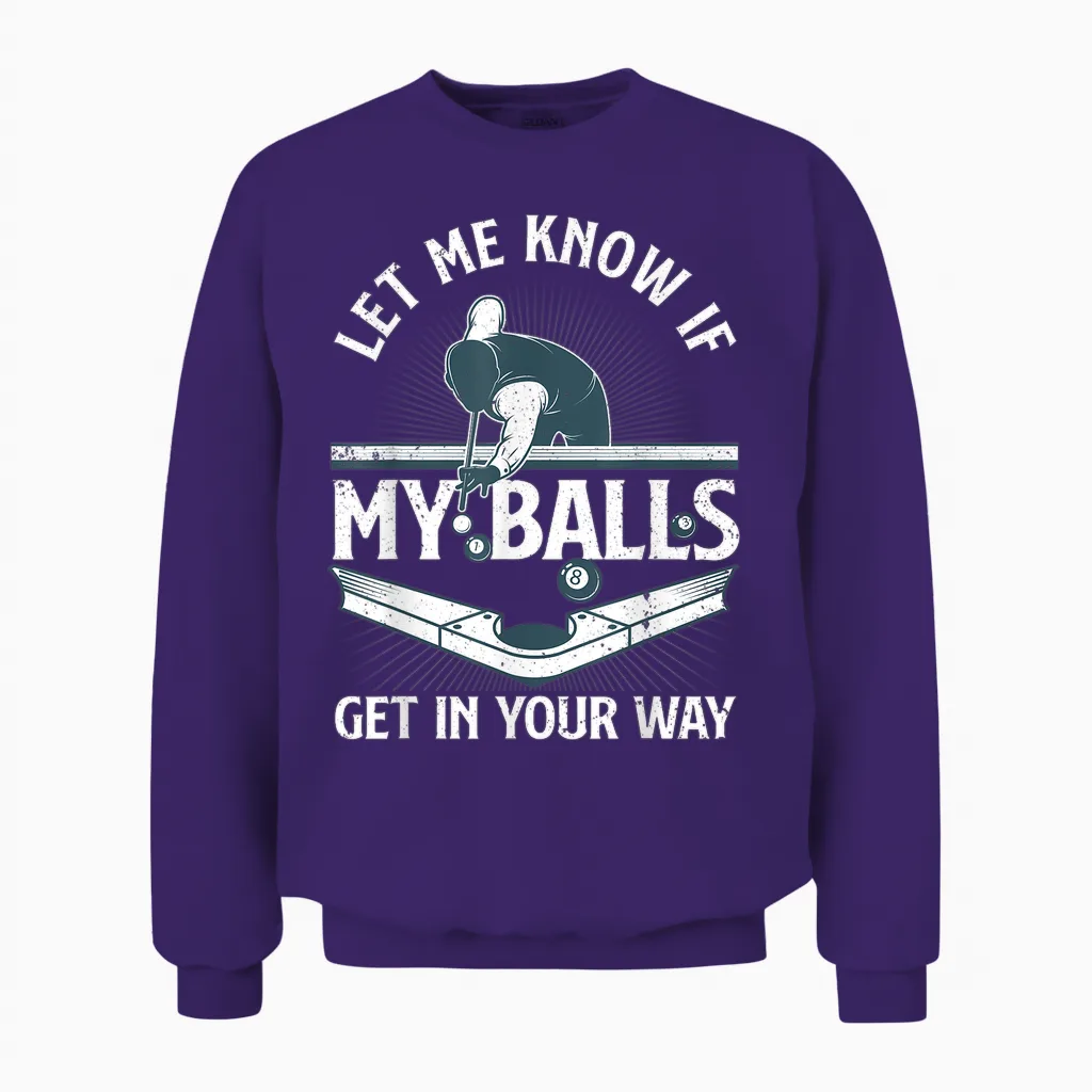 Funny Billiards Design for Men Women Billiard Pool Player Unisex Sweatshirt in Purple