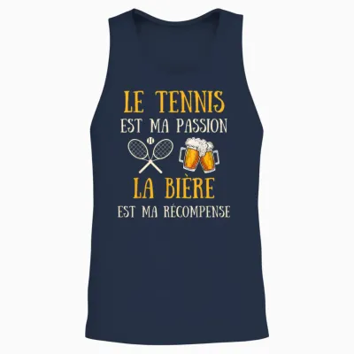 Men's Tennis Humour Tennisman Gift Humorous Beer T-Shirt, Black, S Unisex Tank Top - Navy