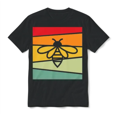 Bee Retro Unisex T-Shirt - Black
