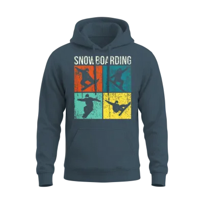 Retro Snowboard and Snowboarding Unisex Hoodie - Dark Heather