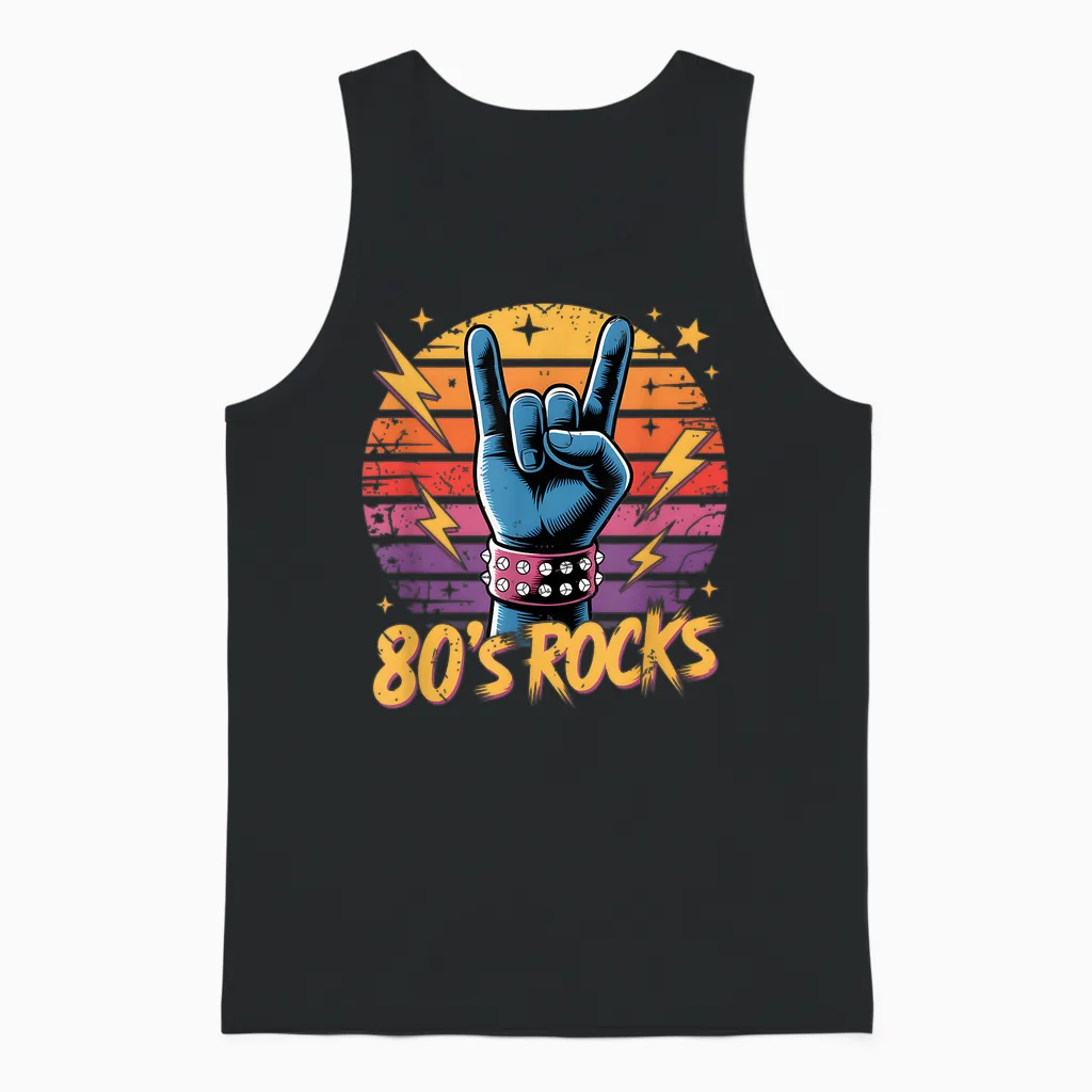 Vintage 80s Rock Bands 80s Party Retro Music Band Unisex Tank Top in Black