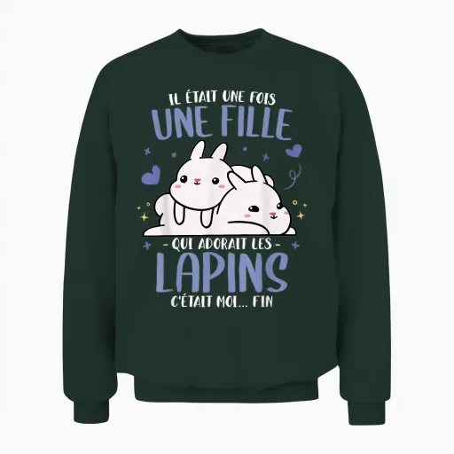 T-Shirt Rabbit Il était Une Fois Femme Fille Humour Rabbits T-Shirt, Black, S Unisex Sweatshirt - Forest