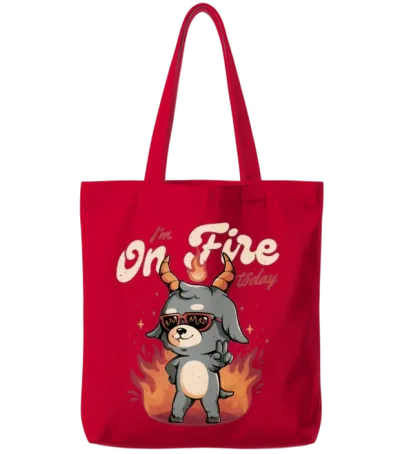 I M on Fire Today Funny Evil Creepy Baphomet Tote Bags - Red