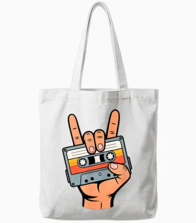 Retro Cassette for Nostalgia 80s & 90s Tote Bags - White