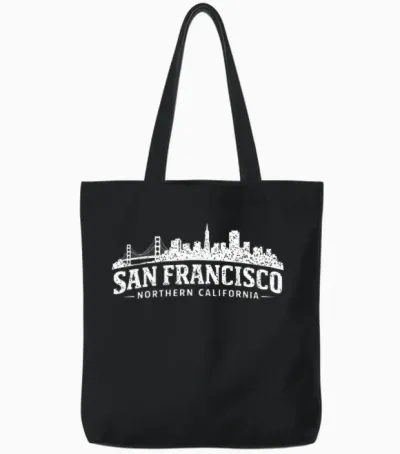 Souvenir De La Ligne D'horizon Du Golden Gate Bridge De San Francisco Tote Bags - Black
