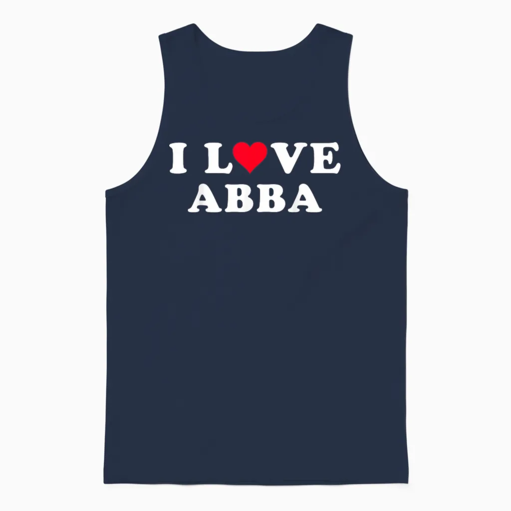 I Love Abba Matching Girlfriend and Boyfriend Abba Name T-Shirt, Black Unisex Tank Top in Navy