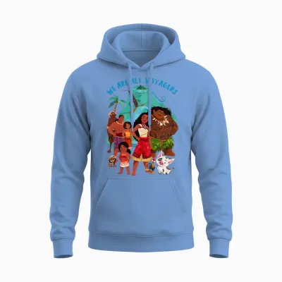 Kids Moana 2 We Are All Voyagers T-Shirt, White, 2 Unisex Hoodie - Carolina Blue