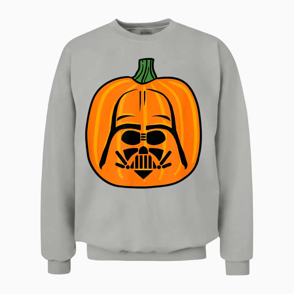 Amazon Essentials Star Wars Darth Vader Halloween Pumpkin Jack O'lantern Unisex Sweatshirt in Ash