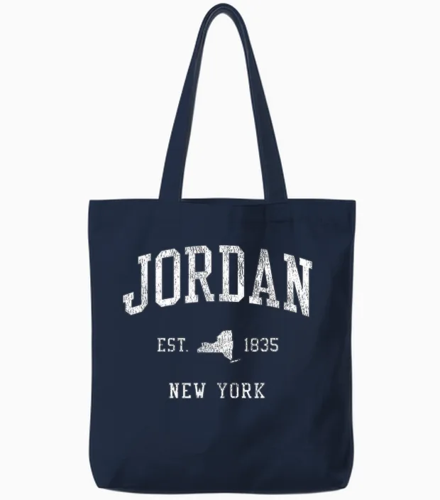 Jordan Ny Vintage Athletic Sports Js01 Tote Bags in Navy