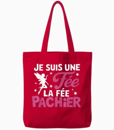 Je Suis Une Fee La Fee Pachier Woman Man Je Suis Une Fée T-Shirt, Black, S Tote Bags - Red