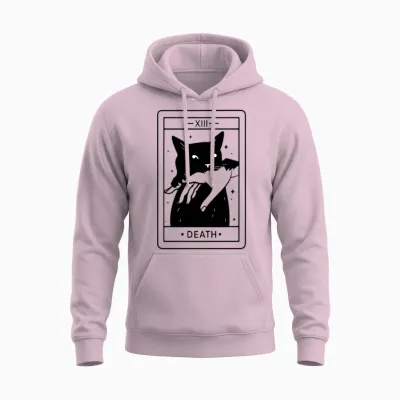 Tarot Card Black Cat Bite Unisex Hoodie - Light Pink
