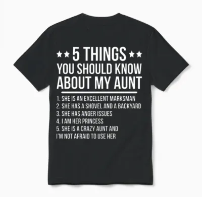 Funny Crazy Aunt Niece Gift Unisex T-Shirt - Black